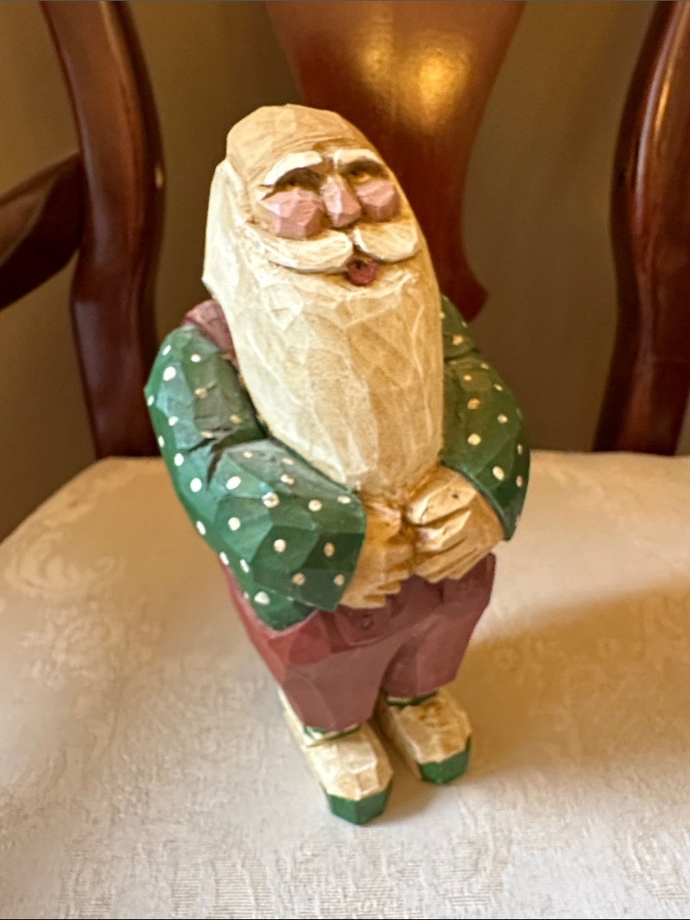 RJ Zeit hand-carved primitive rustic folk art Santa, signed, circa 1994